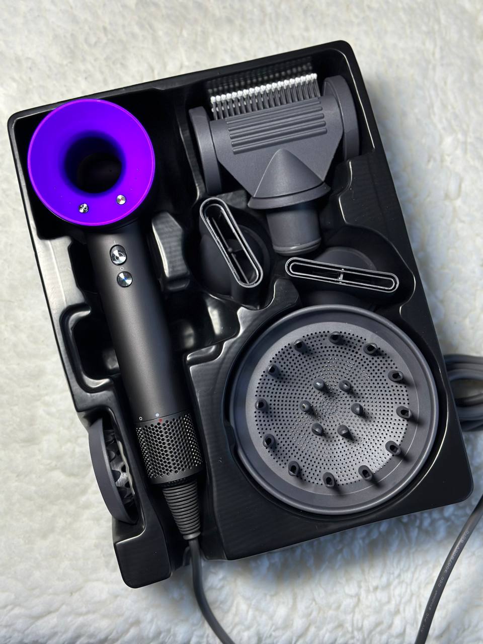 Фен Super Hair Dryer з 5-ма насадками (Grafite/purple) з насадкою з зубцями