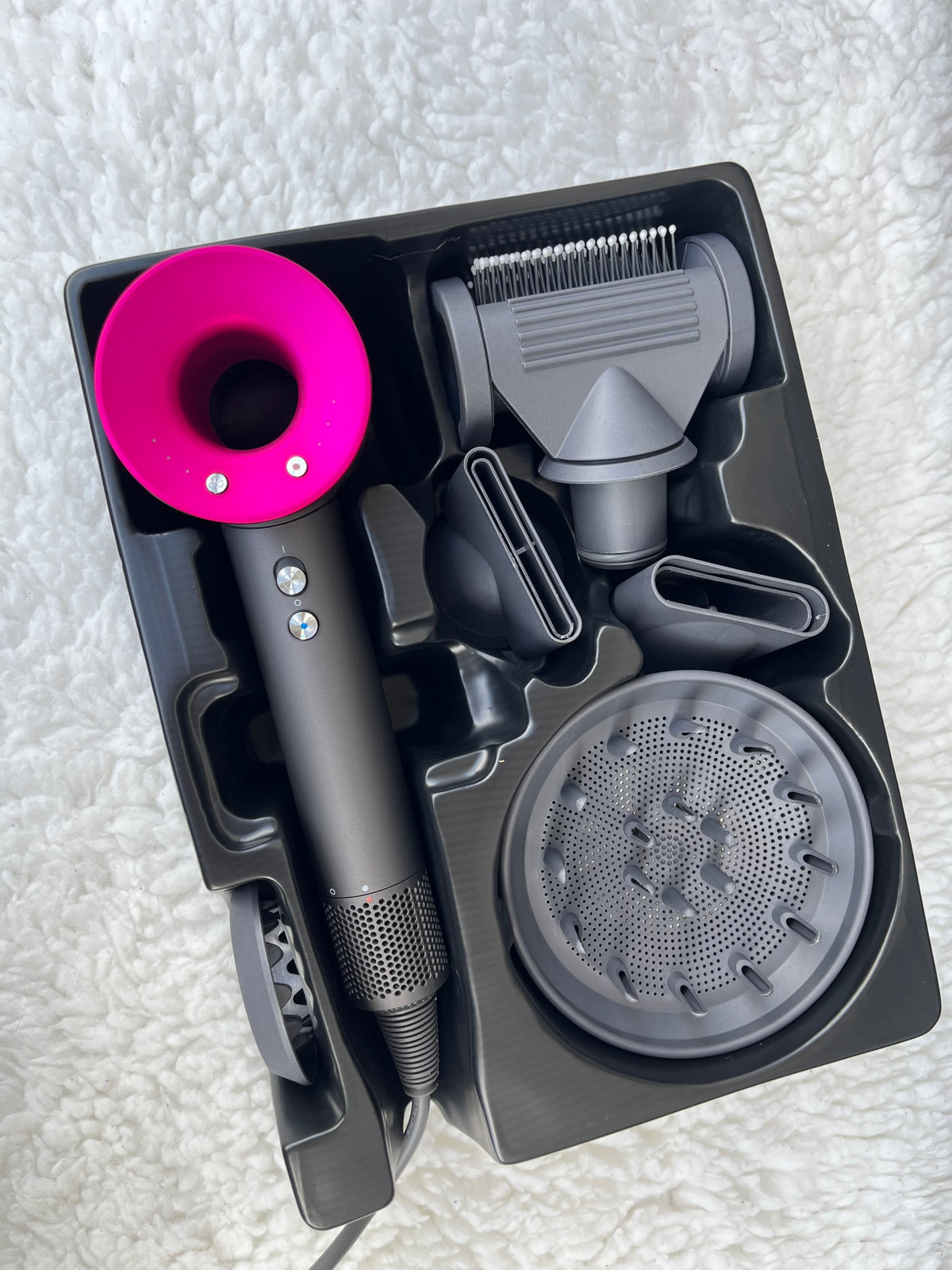 Фен Super Hair Dryer з 5 магнітними насадками (Фуксія) з насадкою з зубцями