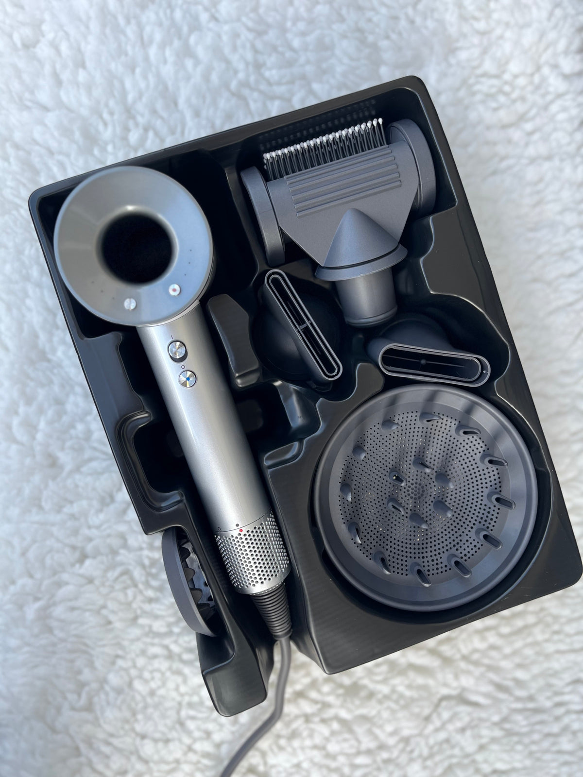 Фен Super Hair Dryer з 5-ма насадками White/Silver  з насадкою з зубцями