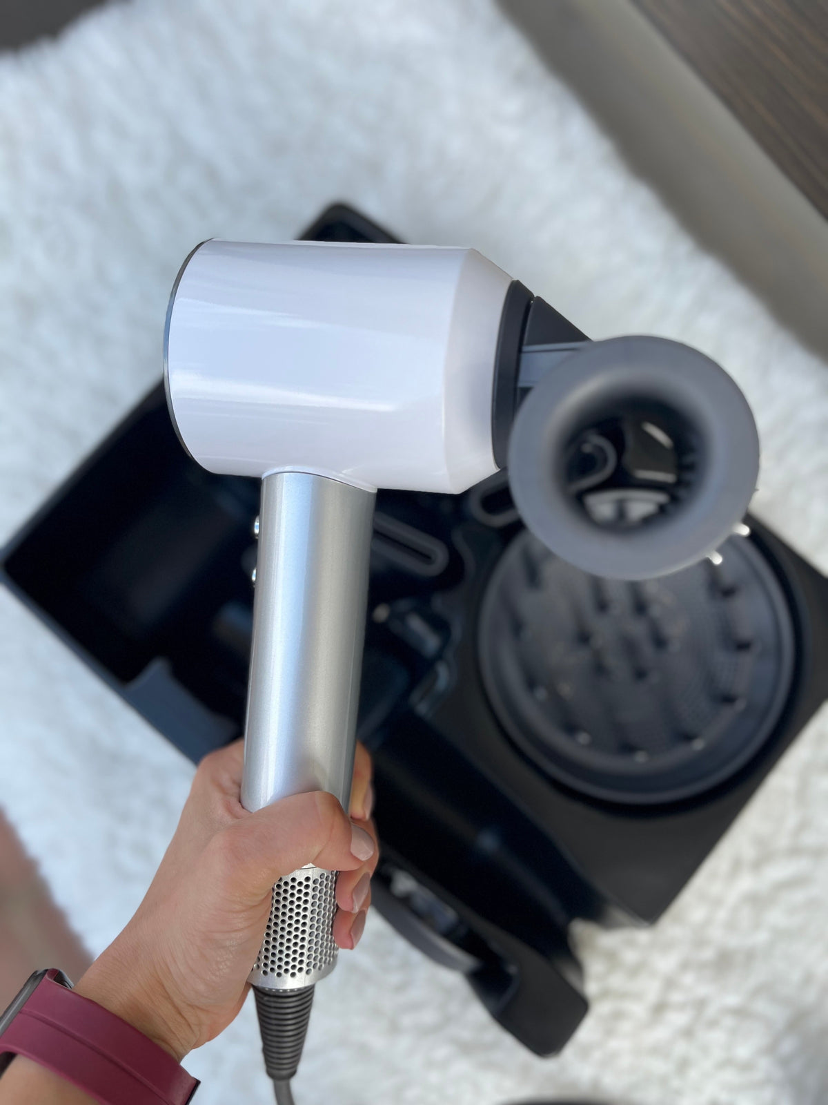 Фен Super Hair Dryer з 5-ма насадками White/Silver  з насадкою з зубцями