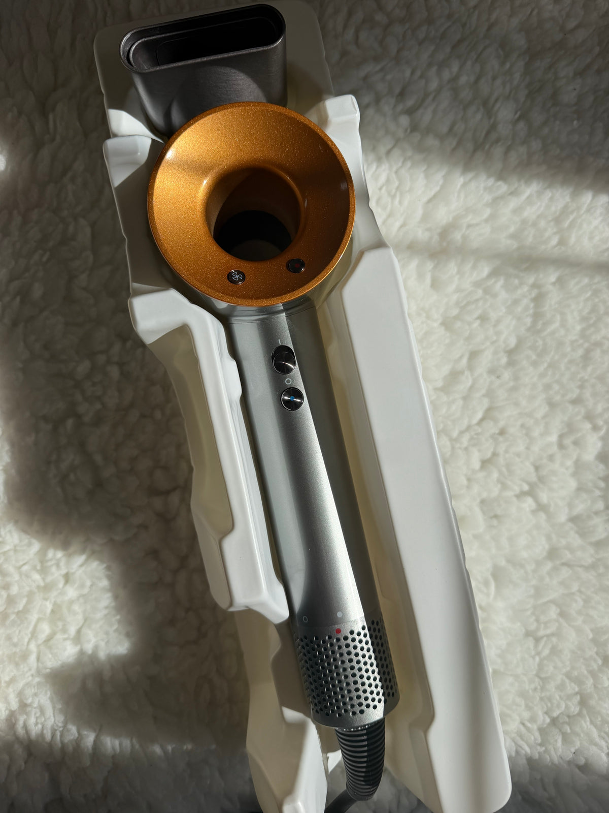 Фен Super hair dryer silver/gold одна насадка 1,8 м кабель